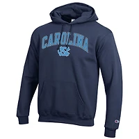 Men's Champion  Navy North Carolina Tar Heels Arch Over Logo Pullover Hoodie