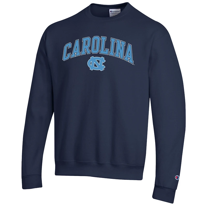 Men's Champion  Navy North Carolina Tar Heels Arch Over Logo Pullover Sweatshirt