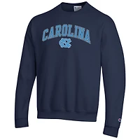 Men's Champion  Navy North Carolina Tar Heels Arch Over Logo Pullover Sweatshirt
