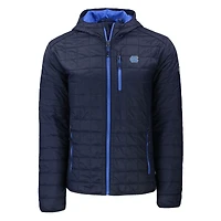 Men's Cutter & Buck  Navy North Carolina Tar Heels Rainier Eco PrimaLoft Hooded Full-Zip Jacket