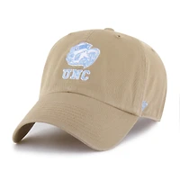 Men's '47  Khaki North Carolina Tar Heels Vault Clean Up Adjustable Hat