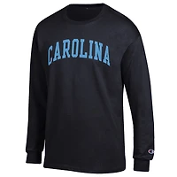 T-shirt à manches longues noir Champion pour homme, motif arches basiques des Tar Heels de Caroline du Nord