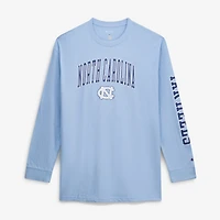 T-shirt à manches longues Champion Carolina Blue North Tar Heels pour hommes, grandes tailles, logo Arch Over