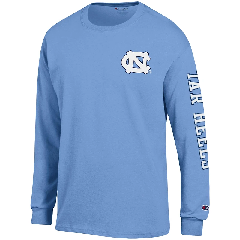 Champion Carolina Blue North Tar Heels Team Stack T-shirt à manches longues pour hommes