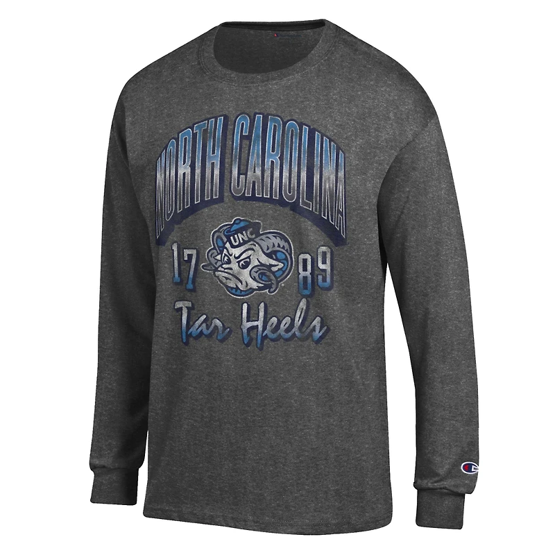 T-shirt à manches longues Champion Charcoal North Carolina Tar Heels Bold pour homme