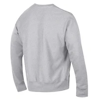 Men's Champion Gray North Carolina Tar Heels Distressed Arch Over Logo Reverse Weave Crew Neck Sweatshirt