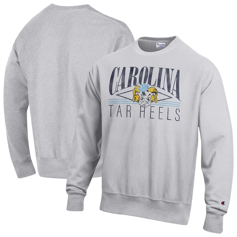 Sweat-shirt en polaire à tissage inversé gris Champion pour homme, aux couleurs des Tar Heels de Caroline du Nord.