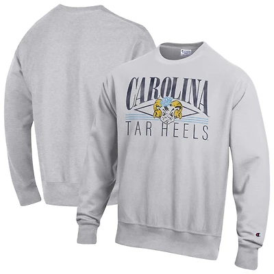 Sweat-shirt en polaire à tissage inversé gris Champion pour homme, aux couleurs des Tar Heels de Caroline du Nord.