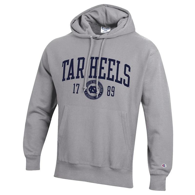 Men's Champion Heather Gray North Carolina Tar Heels Established Reverse Weave Hoodie