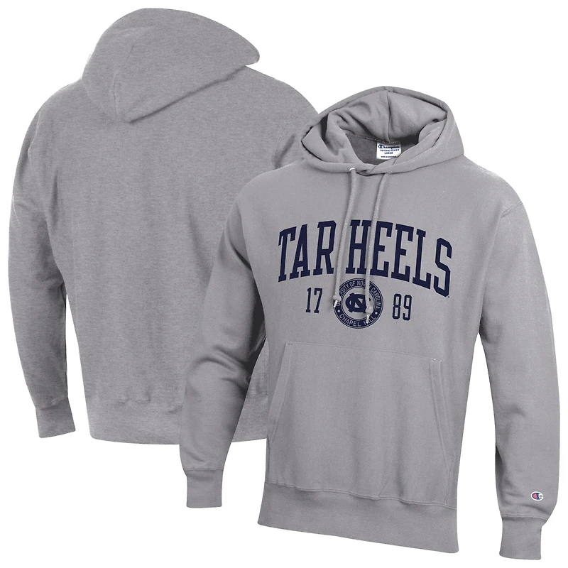 Men's Champion Heather Gray North Carolina Tar Heels Established Reverse Weave Hoodie