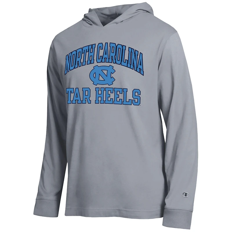 Men's Champion  Heather Gray North Carolina Tar Heels High Motor All-Star Long Sleeve Hooded T-Shirt