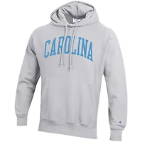Men's Champion Heather Gray North Carolina Tar Heels Team Arch Reverse Weave Relaxed Fit Pullover Hoodie