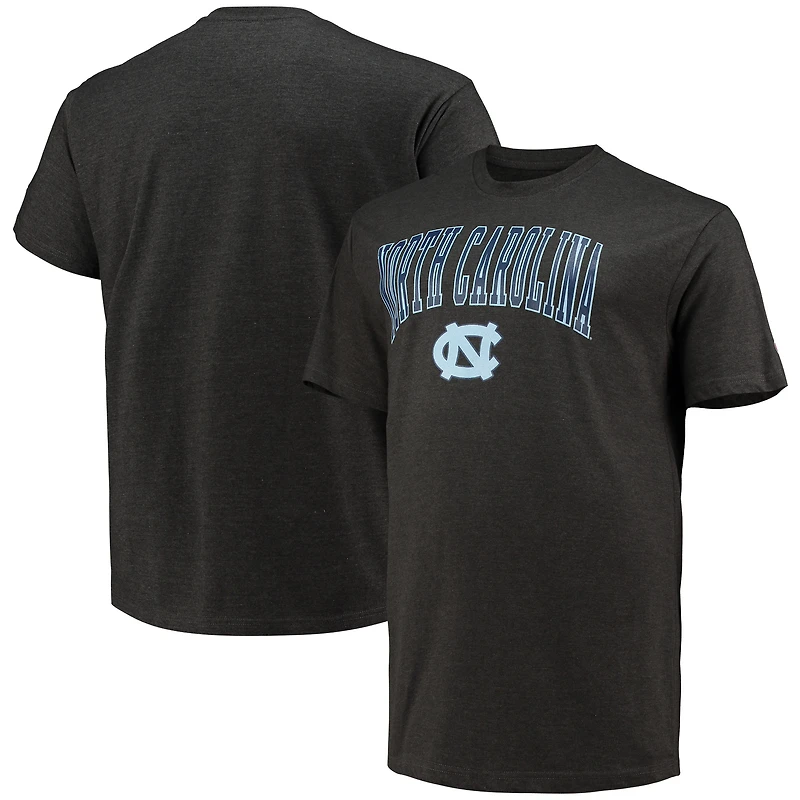 Champion Heathered Charcoal North Carolina Tar Heels T-shirt Big & Tall Arch Over Wordmark pour hommes