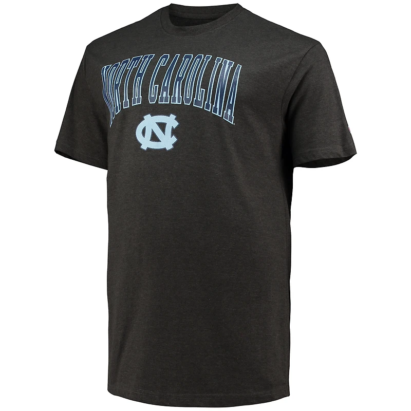 Champion Heathered Charcoal North Carolina Tar Heels T-shirt Big & Tall Arch Over Wordmark pour hommes