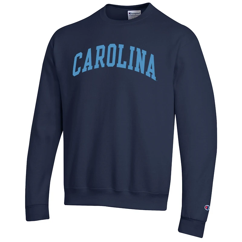 Men's Champion  Navy North Carolina Tar Heels Basic Arch Fleece Pullover Sweatshirt
