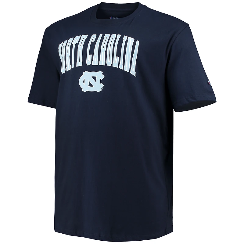 Champion Navy North Carolina Tar Heels Big & Tall Arch Over Wordmark T-shirt pour hommes