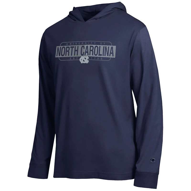 Men's Champion Navy North Carolina Tar Heels Gradient All-Star Long Sleeve Hooded T-Shirt