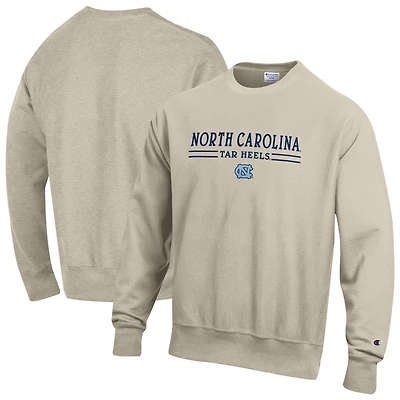 Sweat-shirt à col rond Champion pour homme, couleur avoine, North Carolina Tar Heels, tissage inversé