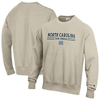 Sweat-shirt à col rond Champion pour homme, couleur avoine, North Carolina Tar Heels, tissage inversé