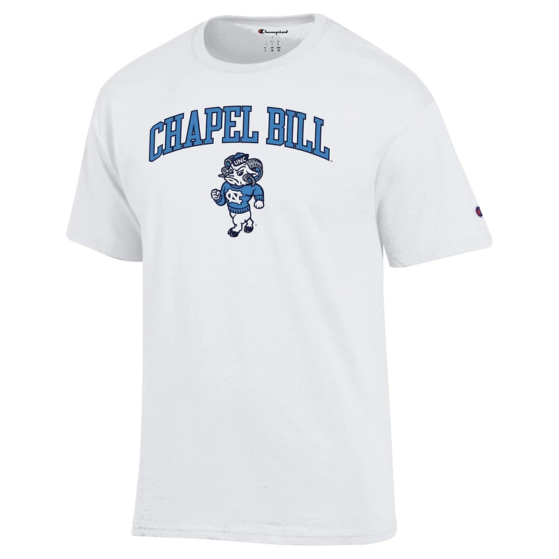 Men's  Champion White North Carolina Tar Heels Chapel Bill Mascot T-Shirt