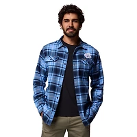 Chemise boutonnée à manches longues en flanelle Omni-Wick bleu Caroline du Nord pour homme, Columbia, des Tar Heels de