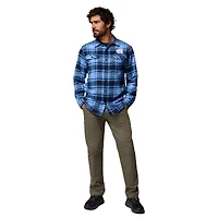Chemise boutonnée à manches longues en flanelle Omni-Wick bleu Caroline du Nord pour homme, Columbia, des Tar Heels de