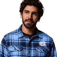 Chemise boutonnée à manches longues en flanelle Omni-Wick bleu Caroline du Nord pour homme, Columbia, des Tar Heels de