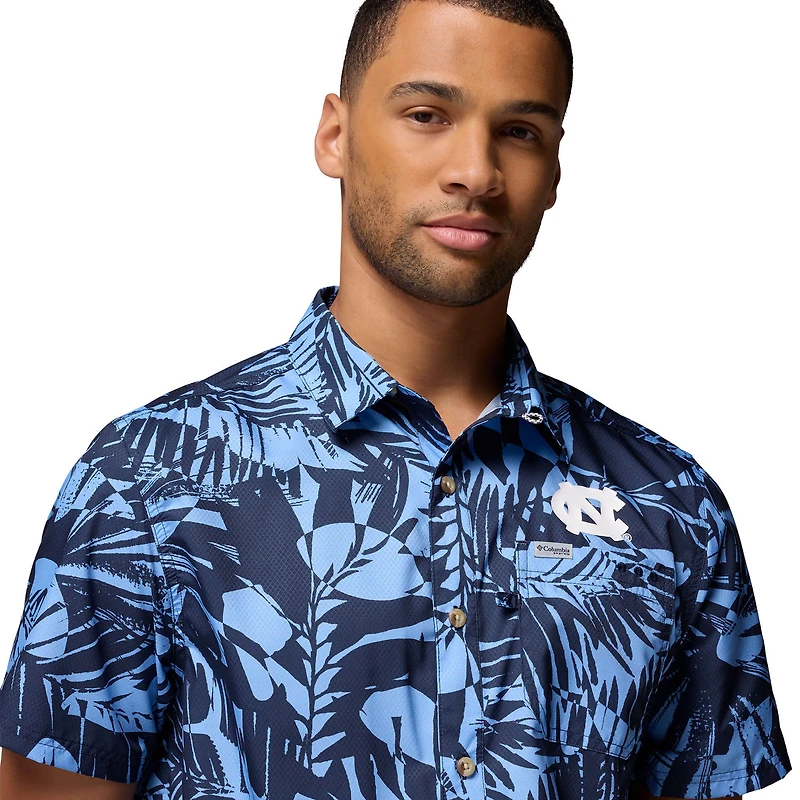 Chemise boutonnée Columbia Carolina Blue North Tar Heels Super Slack Tide Omni-Wick pour homme