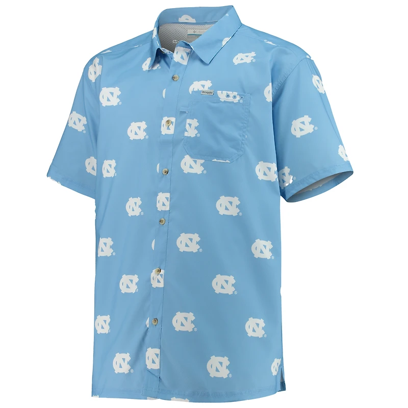 Chemise boutonnée omni-ombre pour homme Columbia Carolina Blue North Tar Heels Super Slack Tide Team