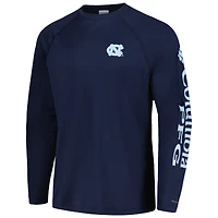 Men's Columbia Navy North Carolina Tar Heels Terminal Tackle Omni-Shade Raglan Long Sleeve T-Shirt