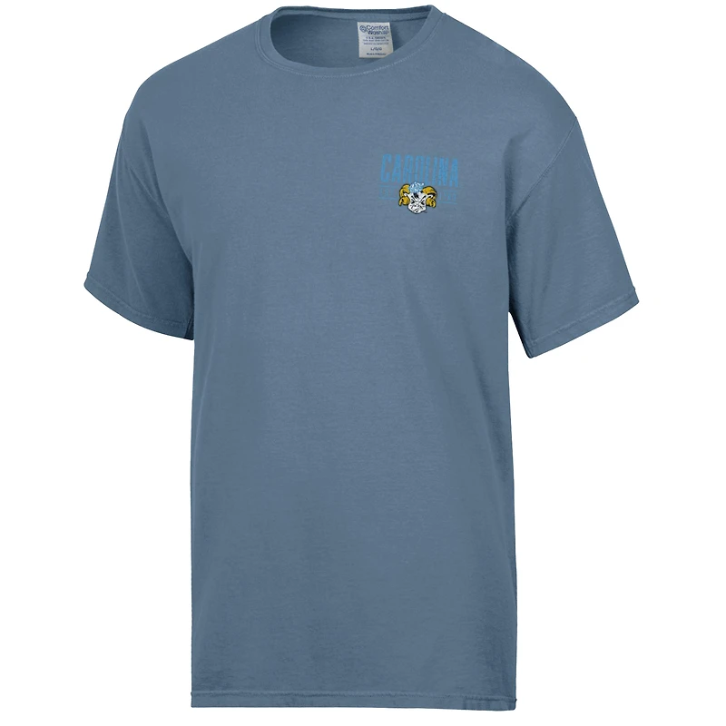 T-shirt bleu délavé pour homme, motif Big Name des Tar Heels de Caroline du Nord