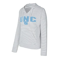Men's Concepts Sport  White/Gray North Carolina Tar Heels French Terry Striped V-Neck Pullover Hoodie