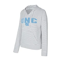 Men's Concepts Sport  White/Gray North Carolina Tar Heels French Terry Striped V-Neck Pullover Hoodie