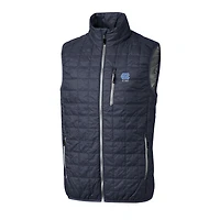 Men's Cutter & Buck  Anthracite North Carolina Tar Heels Alumni Logo Rainier PrimaLoft Eco Insulated Full-Zip Puffer Vest