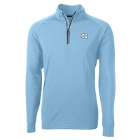Men's Cutter & Buck Carolina Blue North Tar Heels Adapt Eco Knit Quarter-Zip Pullover Jacket