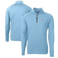 Pull-over Cutter & Buck bleu Caroline pour homme, logo des anciens élèves Tar Heels de du Nord, en maille écologique extensible recyclée avec fermeture éclair au quart.