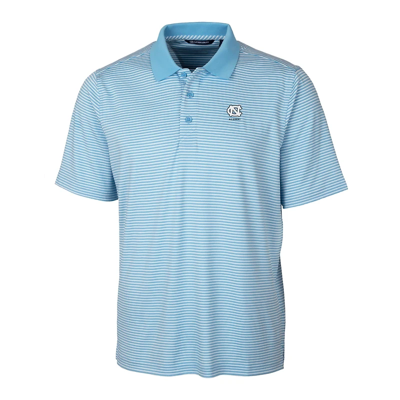 Men's Cutter & Buck Carolina Blue North Tar Heels Alumni Logo Forge Tonal Stripe Stretch Polo