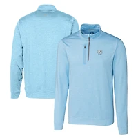 Pull-over zippé quart de tour pour homme, bleu Carolina, avec logo des anciens élèves Tar Heels Caroline du Nord, style Stealth Heathered.