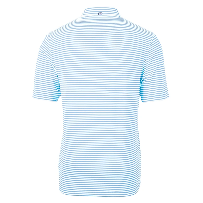 Men's Cutter & Buck Carolina Blue North Tar Heels Alumni Logo Virtue Eco Pique Stripe Recycled Polo