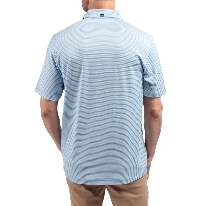 Polo Cutter & Buck pour homme, bleu Caroline, North Carolina Tar Heels Forge Alumni Eco Double Stripe Stretch Recycled