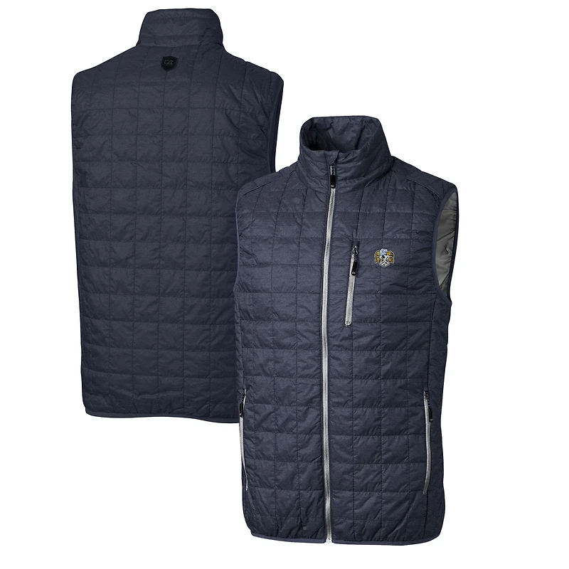 Men's Cutter & Buck Charcoal North Carolina Tar Heels Rainier PrimaLoft Big Tall Eco Insulated Full-Zip Puffer Vest