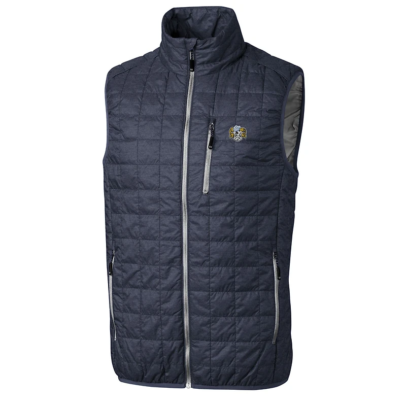 Men's Cutter & Buck Charcoal North Carolina Tar Heels Rainier PrimaLoft Big Tall Eco Insulated Full-Zip Puffer Vest
