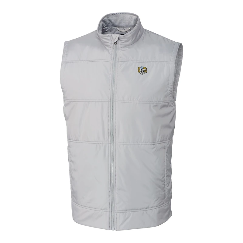 Men's Cutter & Buck  Gray North Carolina Tar Heels DryTec Stealth Hybrid Quilted Full-Zip Windbreaker Vest