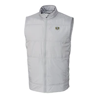 Men's Cutter & Buck  Gray North Carolina Tar Heels DryTec Stealth Hybrid Quilted Full-Zip Windbreaker Vest