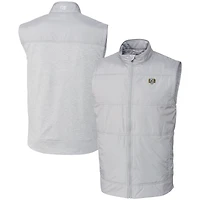 Men's Cutter & Buck  Gray North Carolina Tar Heels DryTec Stealth Hybrid Quilted Full-Zip Windbreaker Vest