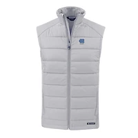 Men's Cutter & Buck Navy North Carolina Tar Heels Evoke Hybrid Eco Softshell Recycled Full-Zip Vest