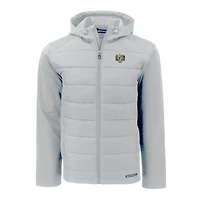 Men's Cutter & Buck  Gray North Carolina Tar Heels Vault Evoke Hybrid Eco Softshell Recycled Full-Zip Hooded Jacket