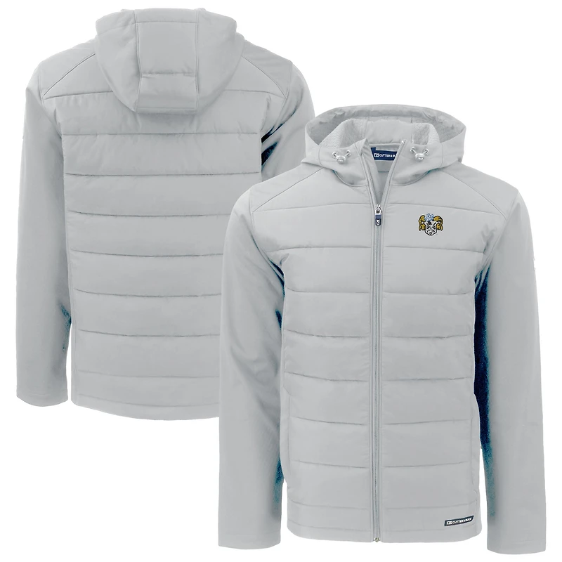 Men's Cutter & Buck  Gray North Carolina Tar Heels Vault Evoke Hybrid Eco Softshell Recycled Full-Zip Hooded Jacket