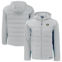 Men's Cutter & Buck  Gray North Carolina Tar Heels Vault Evoke Hybrid Eco Softshell Recycled Full-Zip Hooded Jacket
