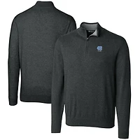 Pull-over à col zippé pour homme Cutter & Buck Heather Charcoal North Carolina Tar Heels Alumni Logo Lakemont Tri-Blend